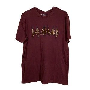 Def Leppard Tour T-Shirt Men's Sz Lg Music Band Graphic Tee Red Basic Brand New